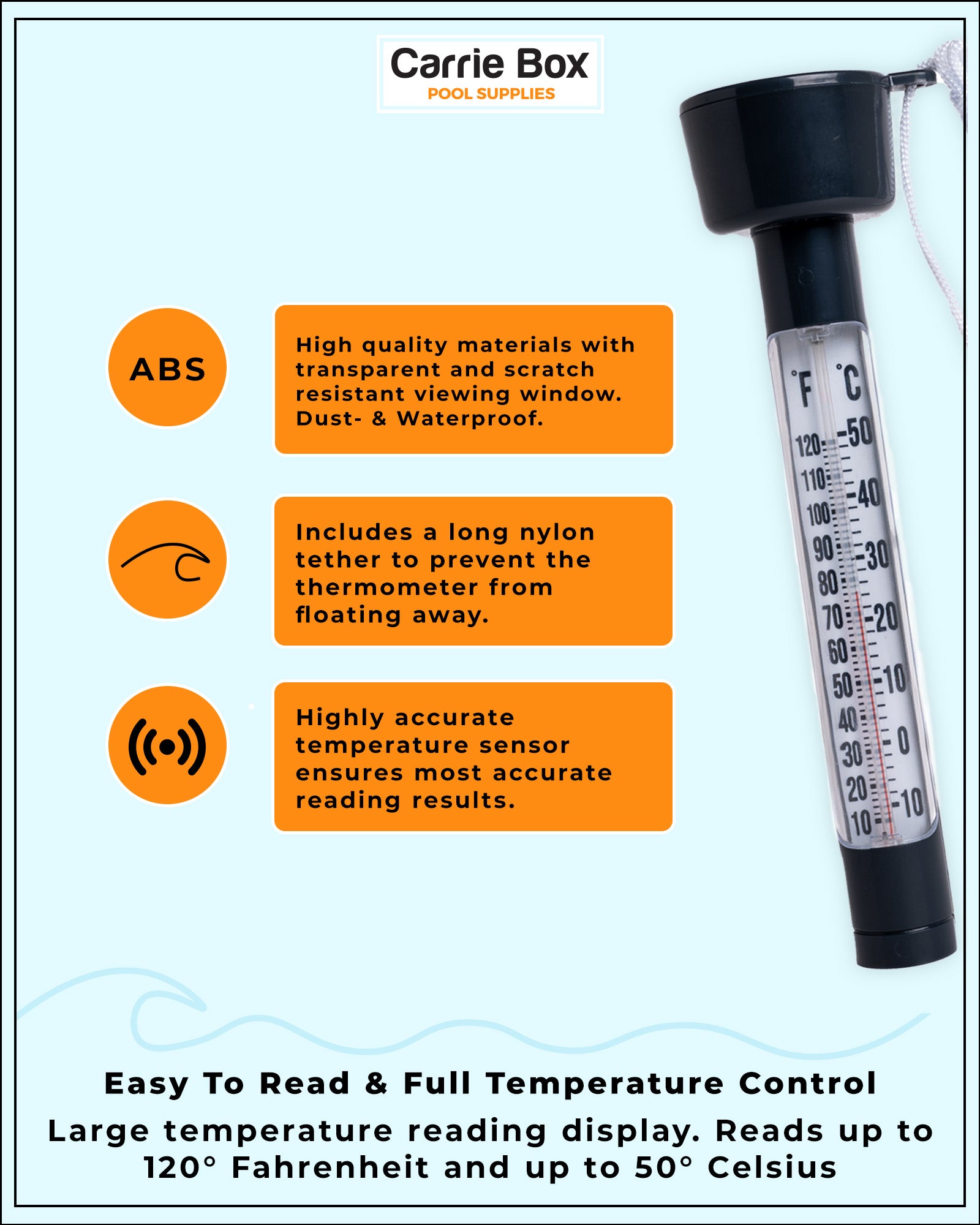 Carrie Box Deluxe Floating Thermometer with Nylon String